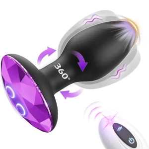 Plug anal vibrant 360° avec diamant violet et télécommande