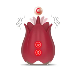 Le jouet rose avec langue pour femmes Rouge