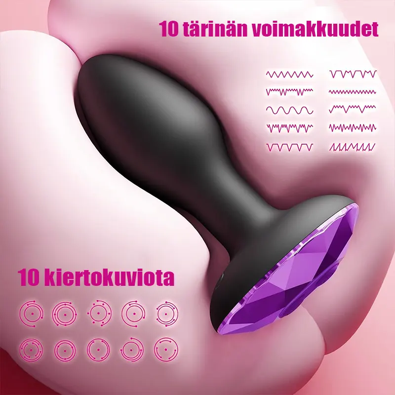 Plug anal vibrant 360° avec diamant violet et télécommande 04
