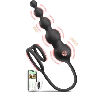Anneau pénien vibrant avec plug anal télécommandé