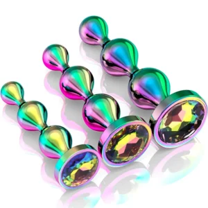 Plug anal long aux reflets arc-en-ciel éclatants
