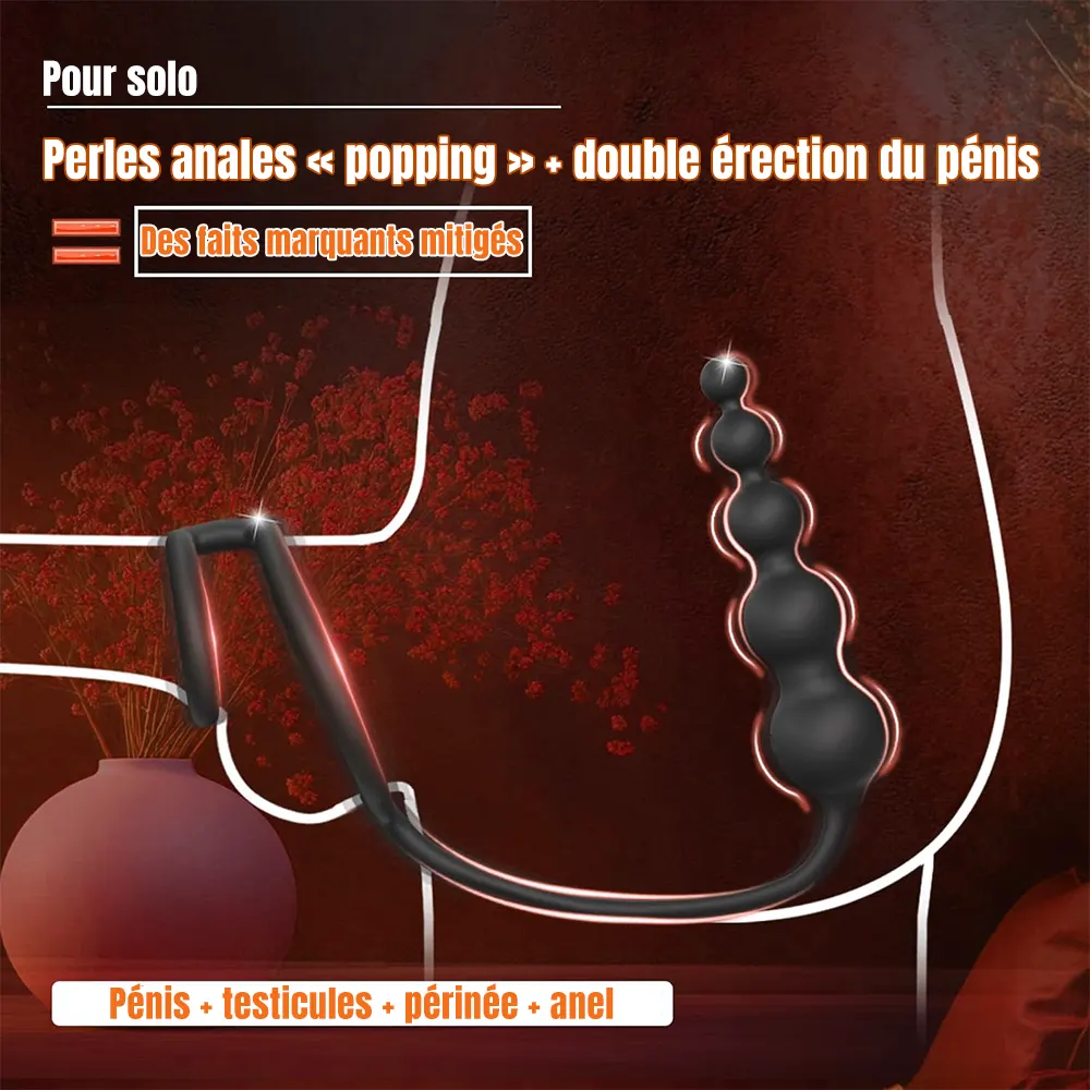 Anneau pénien vibrant avec plug anal télécommandé 6