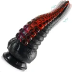 Godemichet Vibrant Noir à Texture Tentaculaire – Réaliste