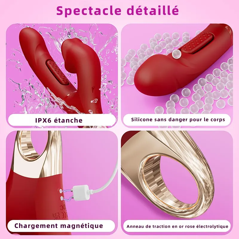 Vibromasseur point G lapin avec léchage clitoridien 1