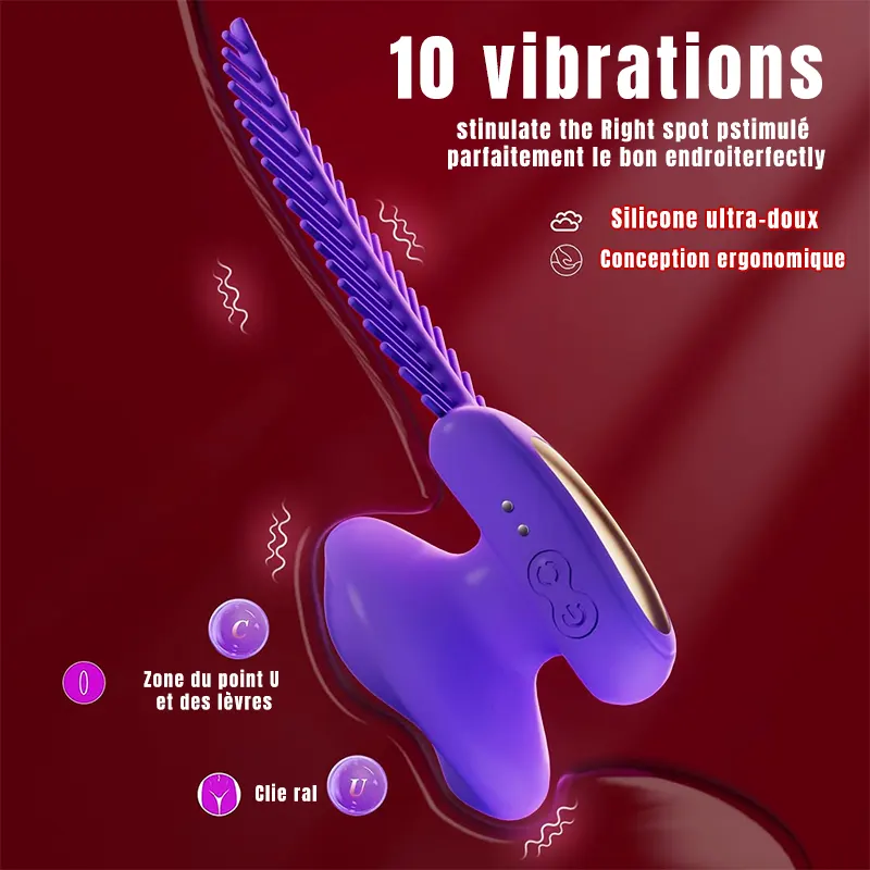 Mini vibromasseur féminin, multifonctionnel, aspect plume 4