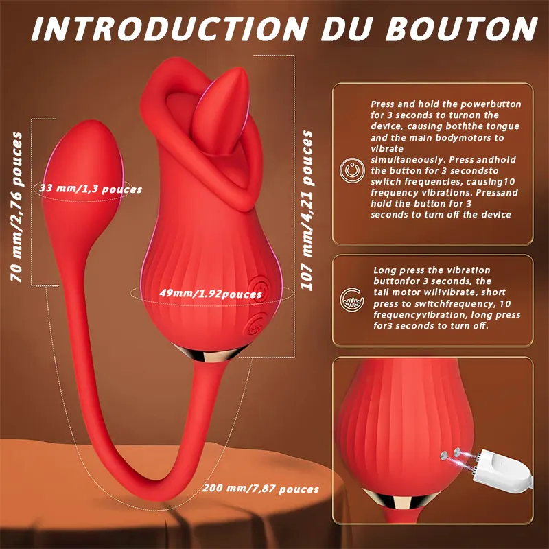 Vibromasseur à langue Bullet à double vibration 6 en 1