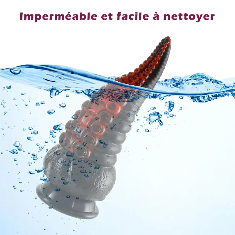 Godemichet Vibrant Noir à Texture Tentaculaire – Réaliste 5