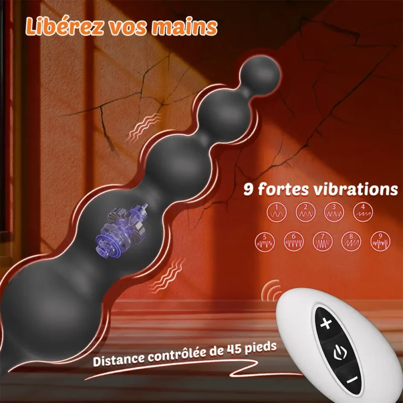 Anneau pénien vibrant avec plug anal télécommandé 1