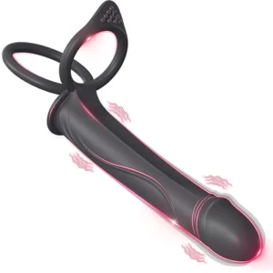 Godemichet Strap‑On + Anneau Vibrant & Cock‑Ring –Jouet Anal