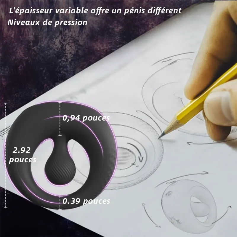 Anneau pénien vibrant réglable avec perles pour clitoris