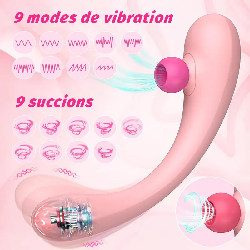 Vibromasseur mignon rose à succion pour clitoris et point G