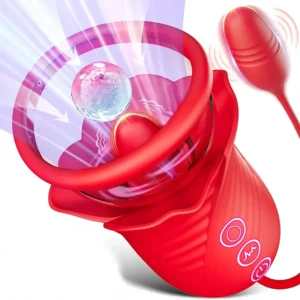 Rose Toy Stimulateur Clitoridien 3-en-1 avec Langue et Succion
