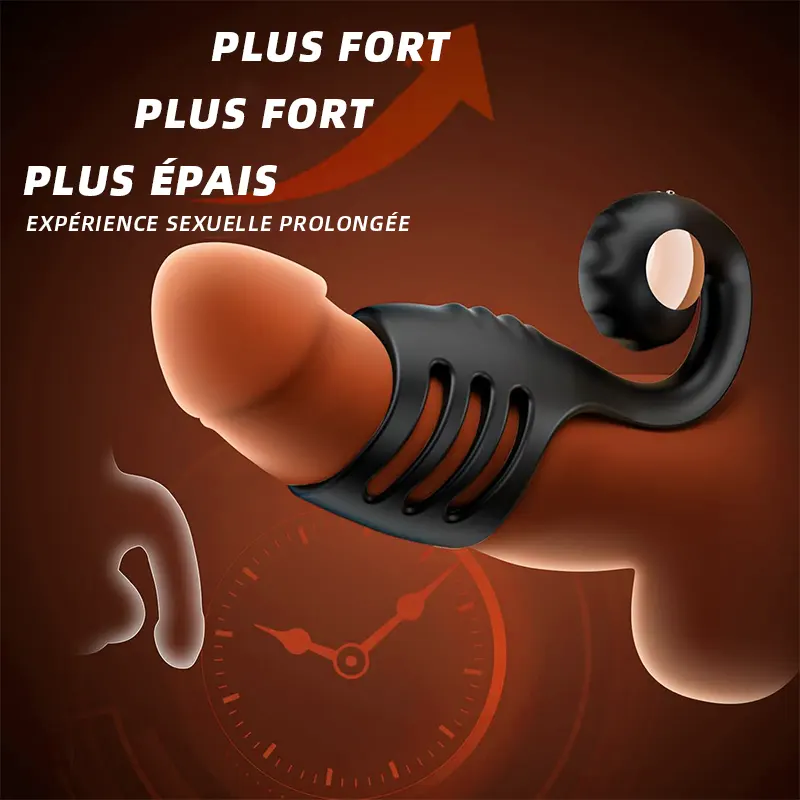 Anneau Pénien Vibrant Forme Escargot avec Manchon
