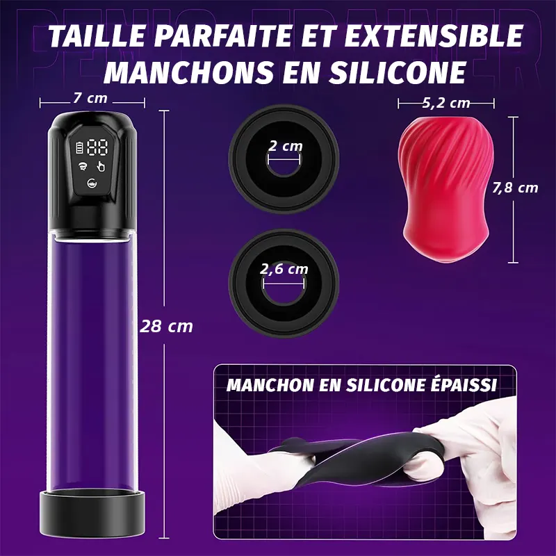 Pompe à pénis automatique avec vibration et fonction d’aspiration