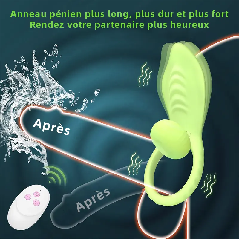 Anneau pénien télécommandé, vibrateur couple longue distance