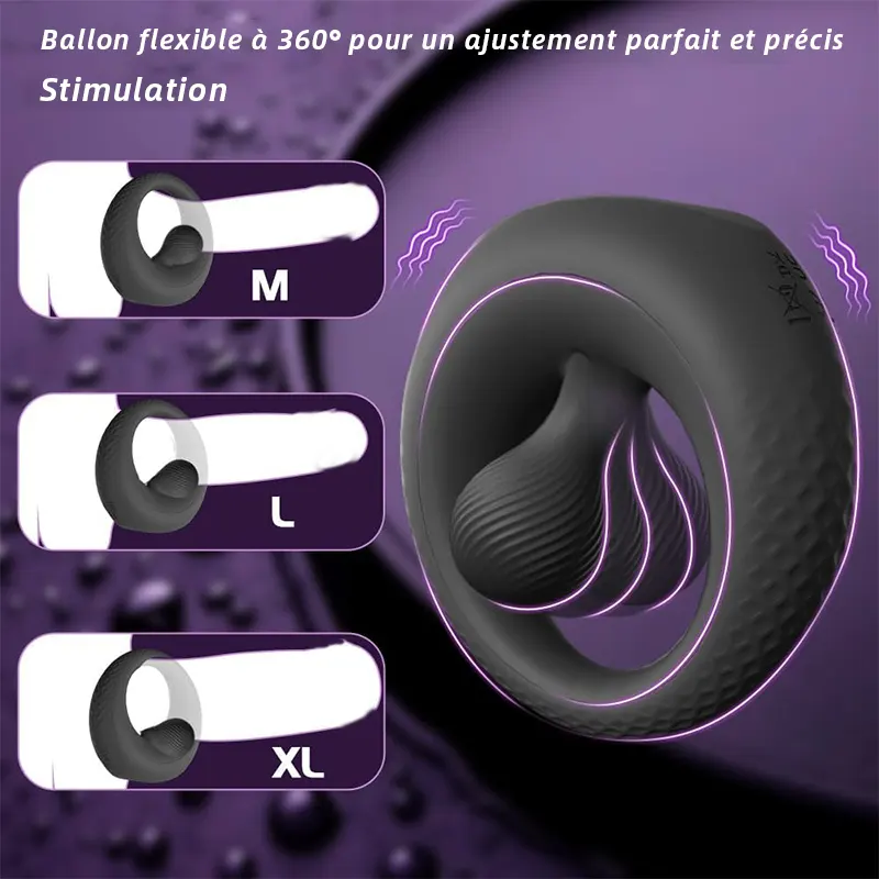 Anneau pénien vibrant réglable avec perles pour clitoris