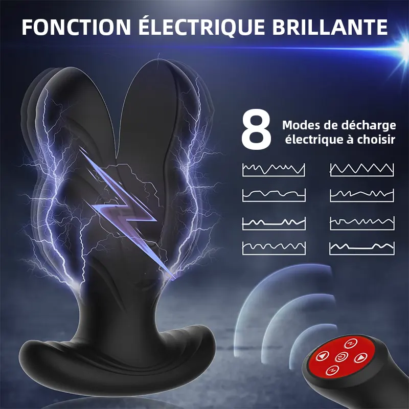 Plug anal vibrant avec 8 modes de vibration et chocs