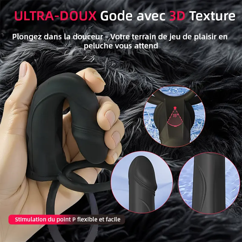 Godemichet Strap‑On + Anneau Vibrant & Cock‑Ring –Jouet Anal