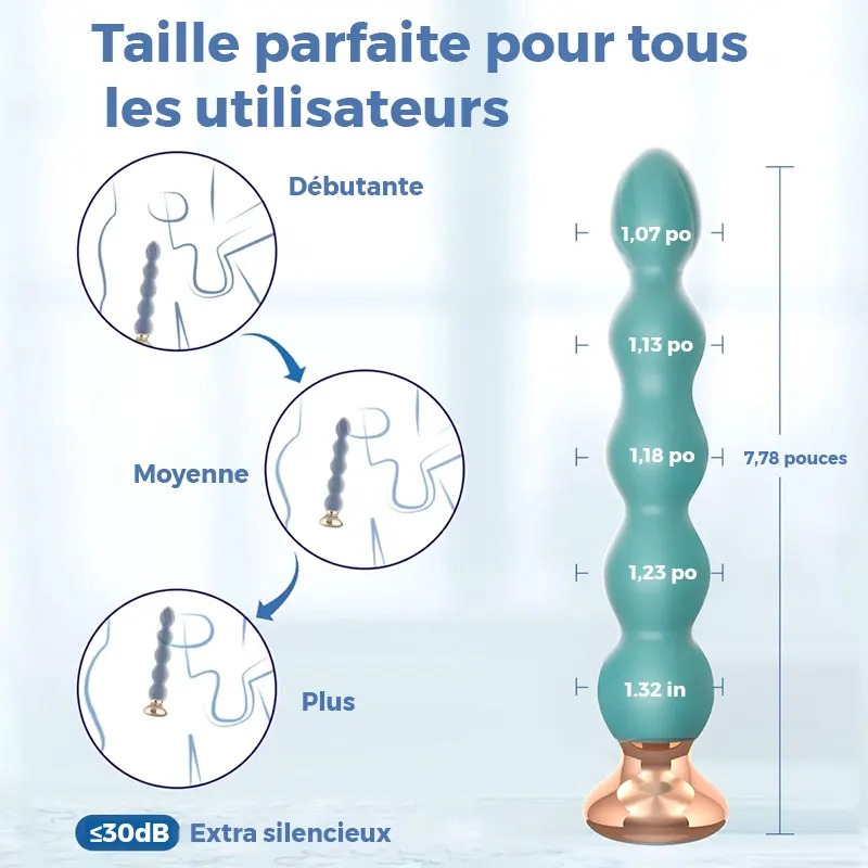 Plug Anal à Perles Vibrantes avec Télécommande, 10 Modes