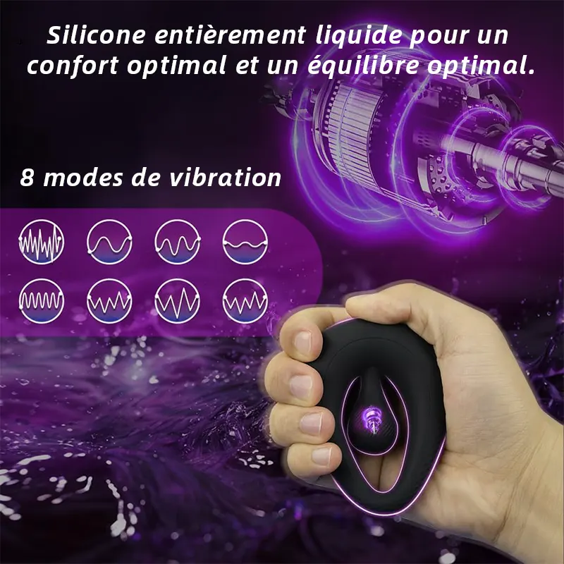 Anneau pénien vibrant réglable avec perles pour clitoris