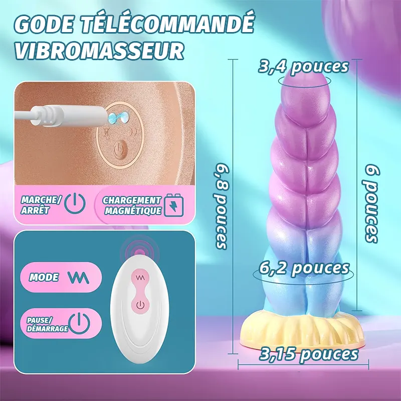 Plug Anal Fantaisie Vibrant en Silicone Télécommandé