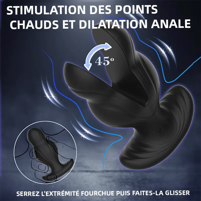 Plug anal vibrant avec 8 modes de vibration et chocs