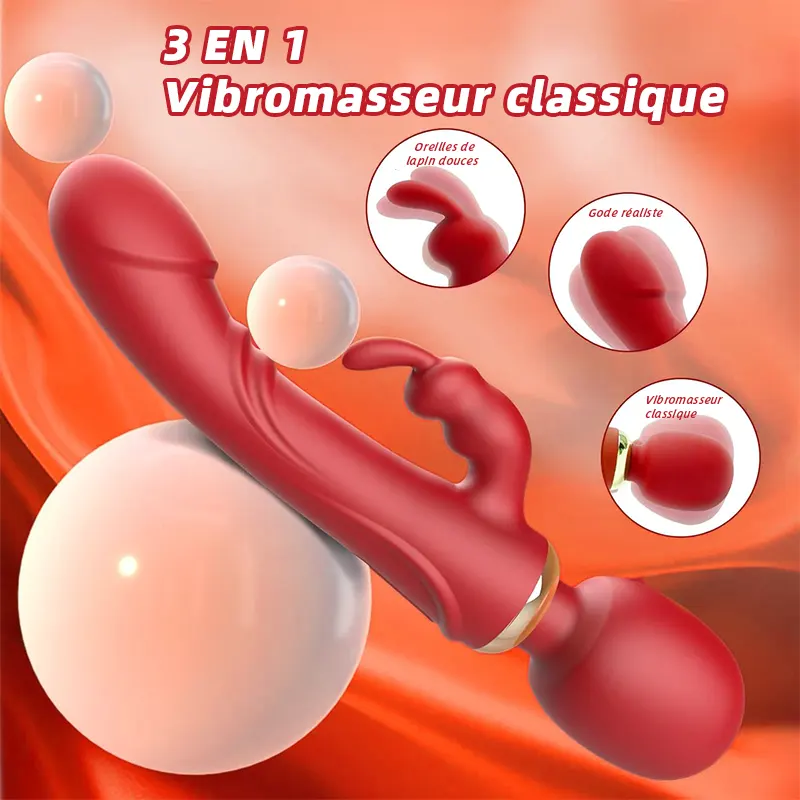 Stimulateur 3 en 1 avec 12 Modes – Point G, Clitoris, Anal