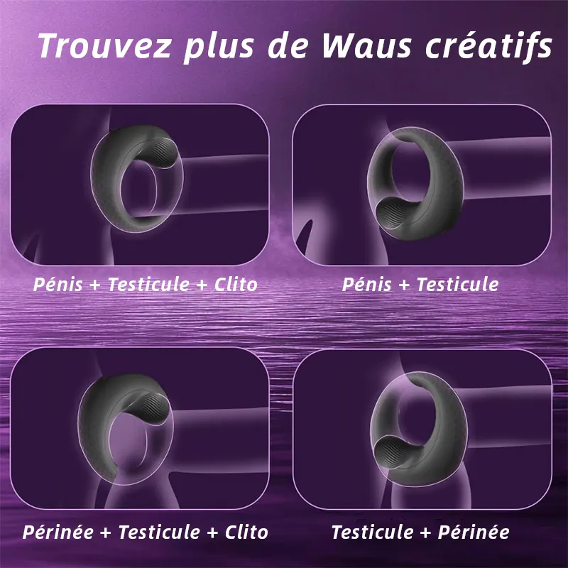 Anneau pénien vibrant réglable avec perles pour clitoris