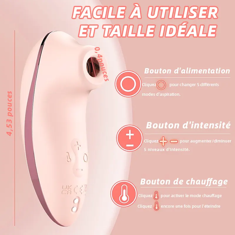 Stimulateur Clitoridien Chauffant à Succion avec Télécommande