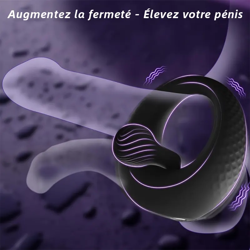 Anneau pénien vibrant réglable avec perles pour clitoris