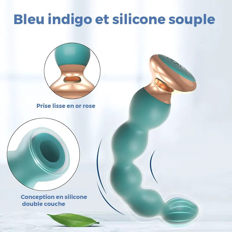 Plug Anal à Perles Vibrantes avec Télécommande, 10 Modes