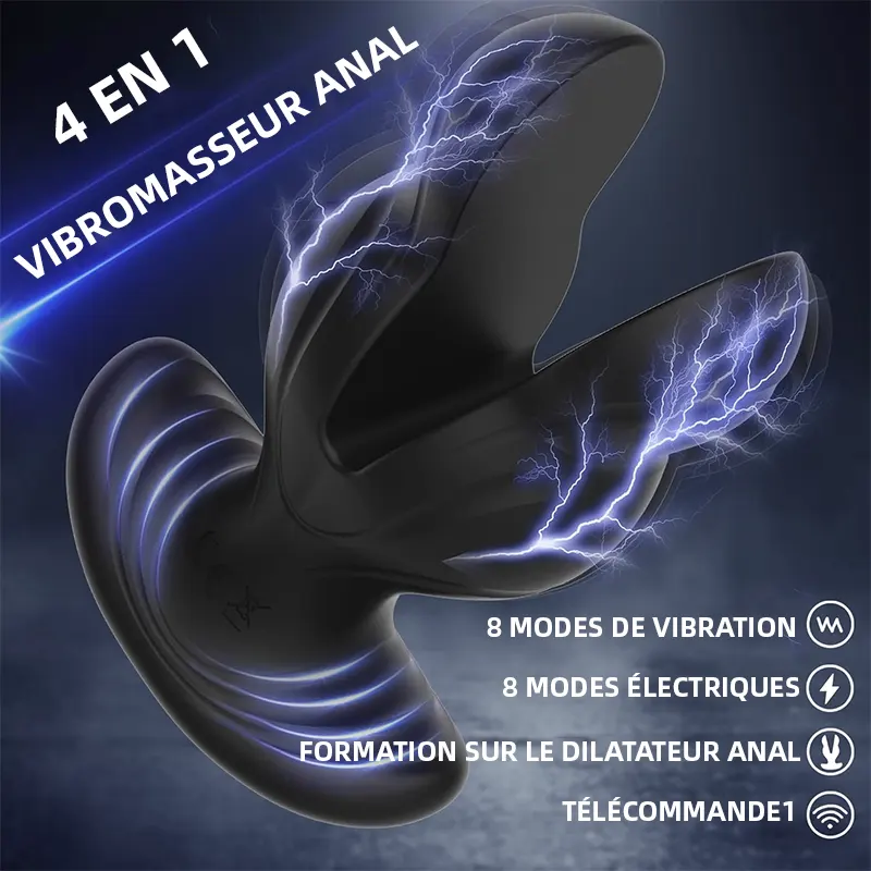 Plug anal vibrant avec 8 modes de vibration et chocs