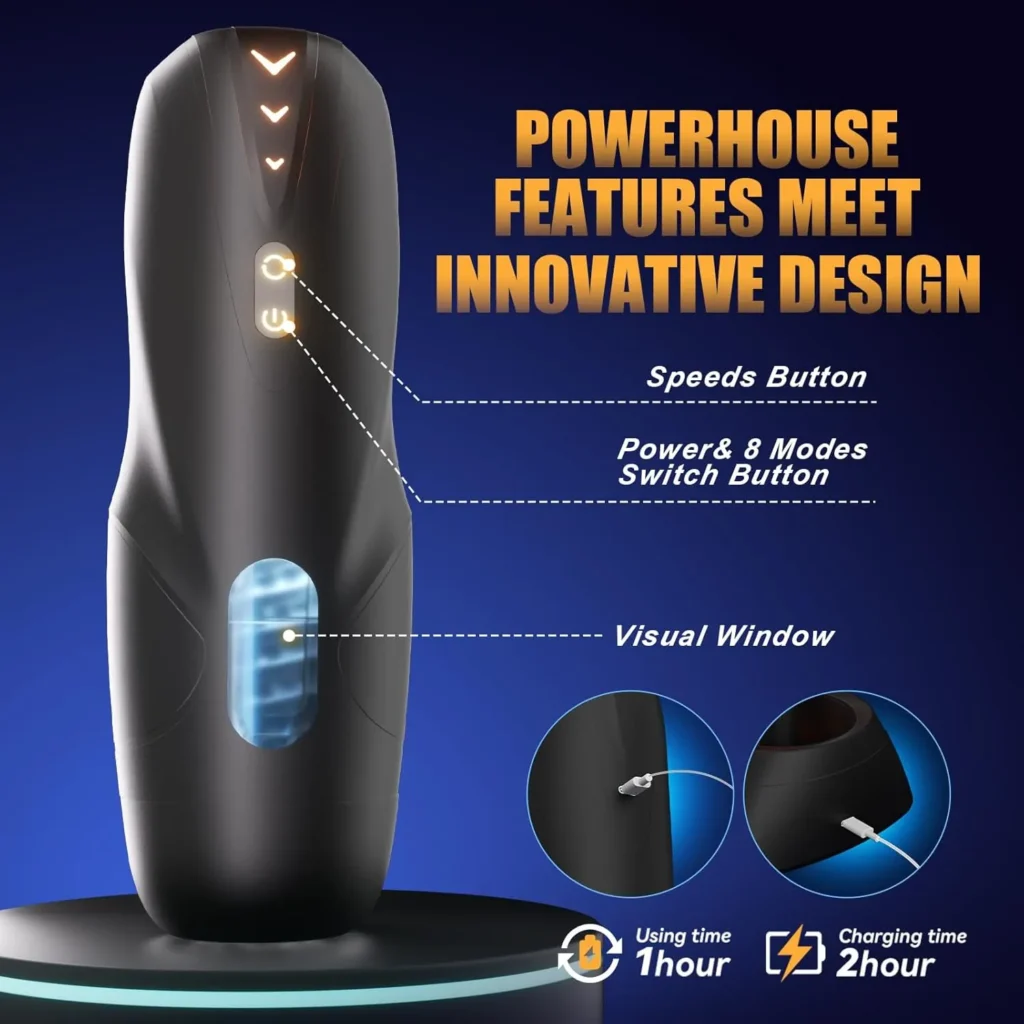 Masturbateur homme - 8 modes de vibration, manchon 3D réaliste