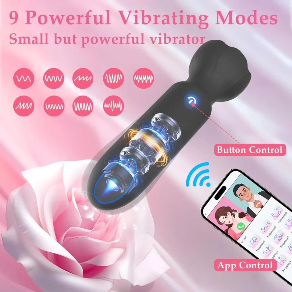 Mini Vibromasseur Bullet – 9 Modes, App Contrôle, Discret (Rose)
