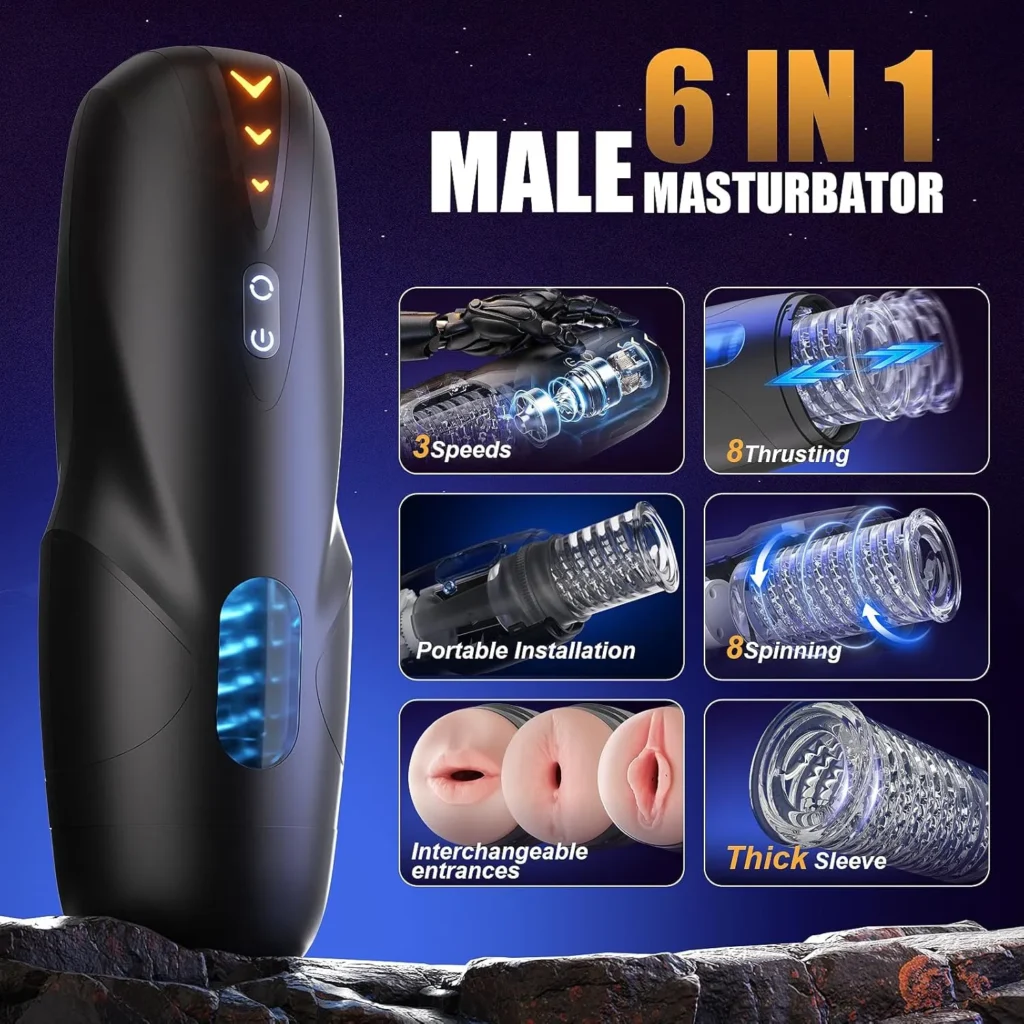Masturbateur homme - 8 modes de vibration, manchon 3D réaliste