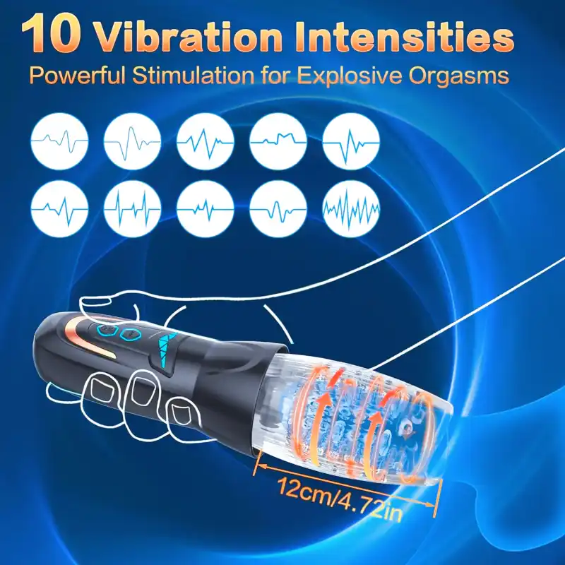 Masturbateur Automatique avec Vibration, Poussée & Rotation