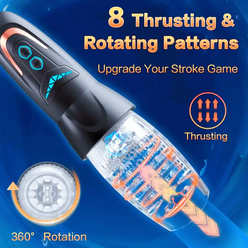 Masturbateur Automatique avec Vibration, Poussée & Rotation